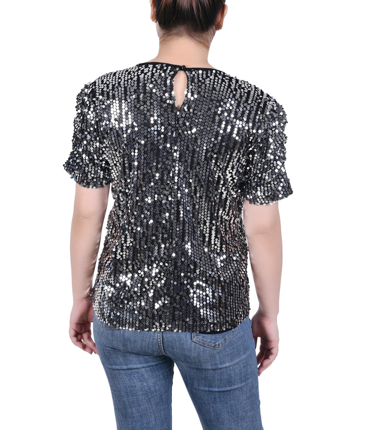 Petite Short Sleeve Sequined Top