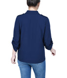 Petite 3/4 Sleeve Roll Tab Blouse