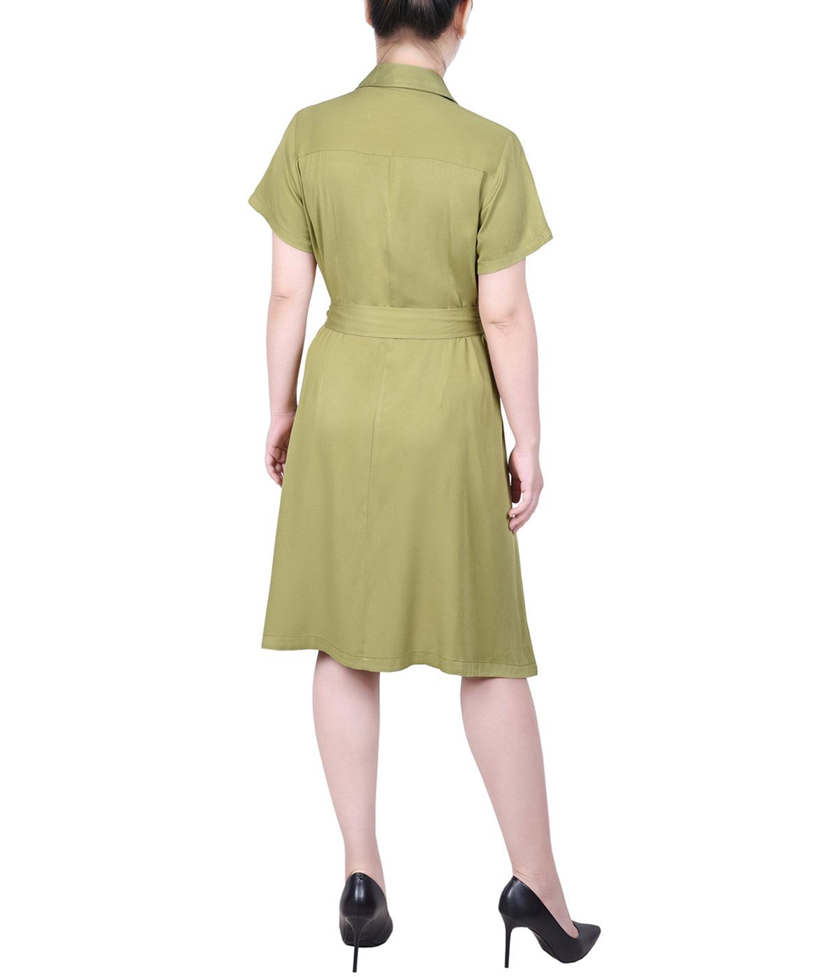 Petite Short Sleeve Safari Style Dress