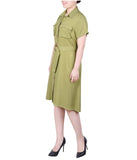 Petite Short Sleeve Safari Style Dress