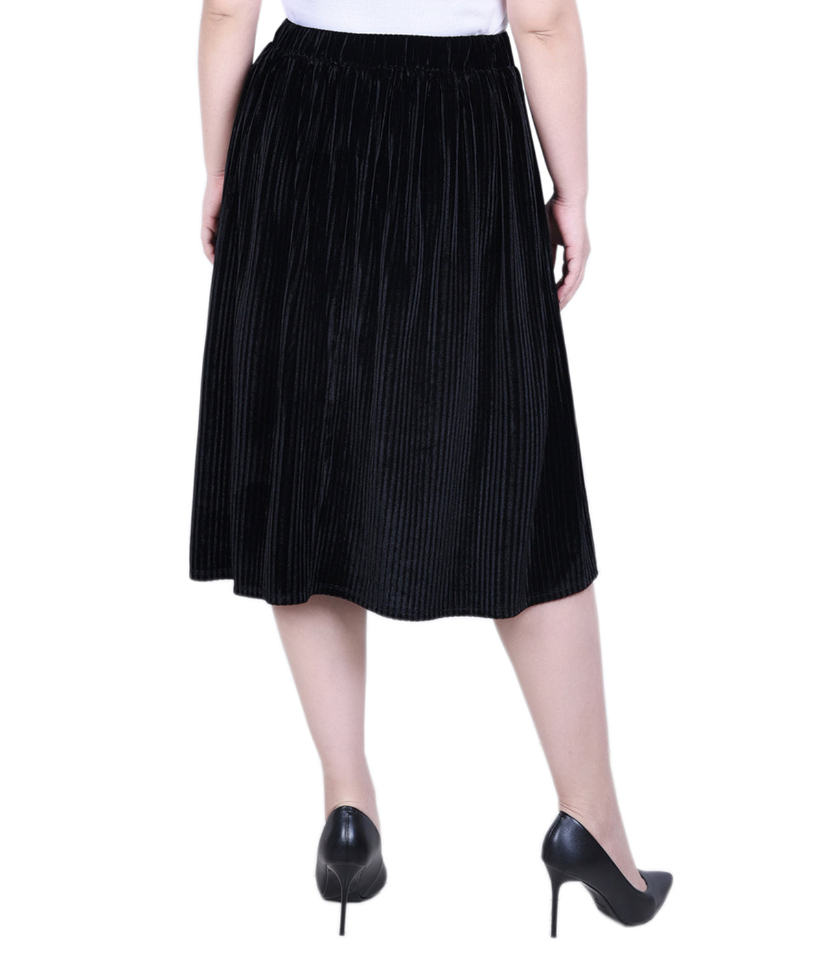 Petite Knee Length Velvet Skirt