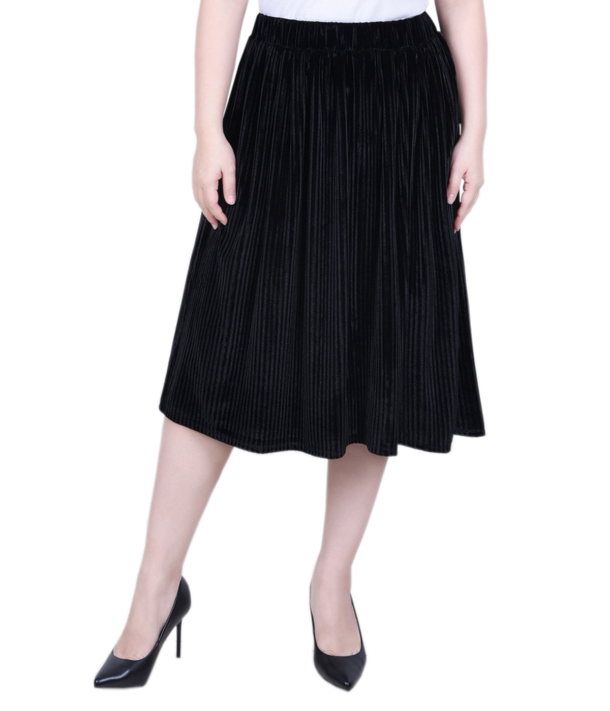 Petite Knee Length Velvet Skirt