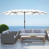 Double Sided Outdoor Twin Patio Market Table Umbrella, 15 x 9 Ft