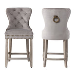 24" Tufted Velvet Counter Stool, Set of 2