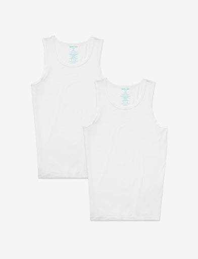 Men's Second Skin Tank Top Stay-Tucked 2-Pack-White