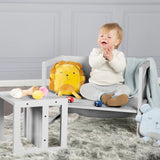 Country-Farmhouse Kid's Chair in Gray Wood W/ 3 Seat Heights