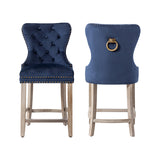 24" Tufted Velvet Counter Stool, Set of 2