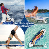 6' Surfboard Foamie Body Surfing Board With 3 Fins & Leash For Kids Adults