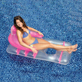 66" Inflatable Pink and Clear Classic Swimming Pool Lounge Chair