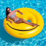 72" Yellow Inflatable Smiley Face 2-Person Circular Raft