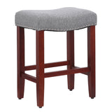 24" Upholstered Saddle Seat Set of 2 Counter Stool