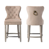 24" Tufted Velvet Counter Stool, Set of 2