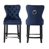 24" Tufted Velvet Counter Stool, Set of 2