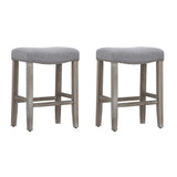 24" Upholstered Saddle Seat Set of 2 Counter Stool