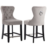 24" Tufted Velvet Counter Stool, Set of 2