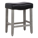 24" Upholstered Saddle Seat Set of 2 Counter Stool