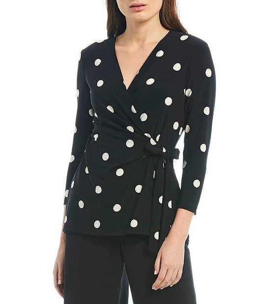 Dot Print Wrap Top