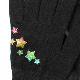 Foil Print Scattered Stars Knit Glove