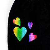 Foil Print Heart Faux Fur Pom Beanie