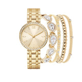 Analog Watch-Crystal Bracelet Set